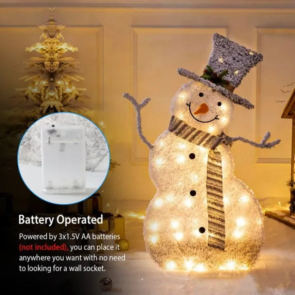 LED Christmas Snowman Decoration Light Collapsible Battery Operated