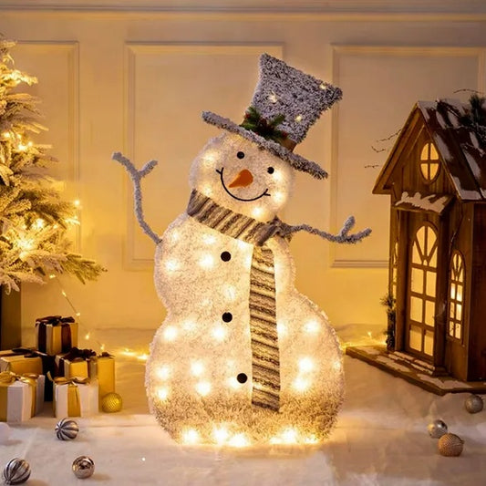 LED Christmas Snowman Decoration Light Collapsible Battery Operated