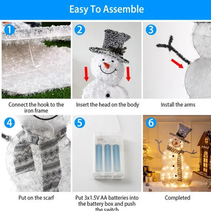 LED Christmas Snowman Decoration Light Collapsible Battery Operated