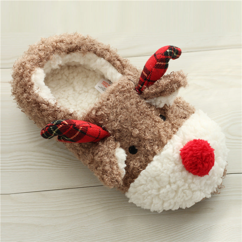 Cotton Slippers Female Autumn And Winter Cute Elk Bag Heel